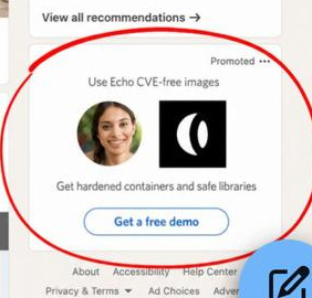 Echo LinkedIn Spotlight ad with a white logo on a black tile